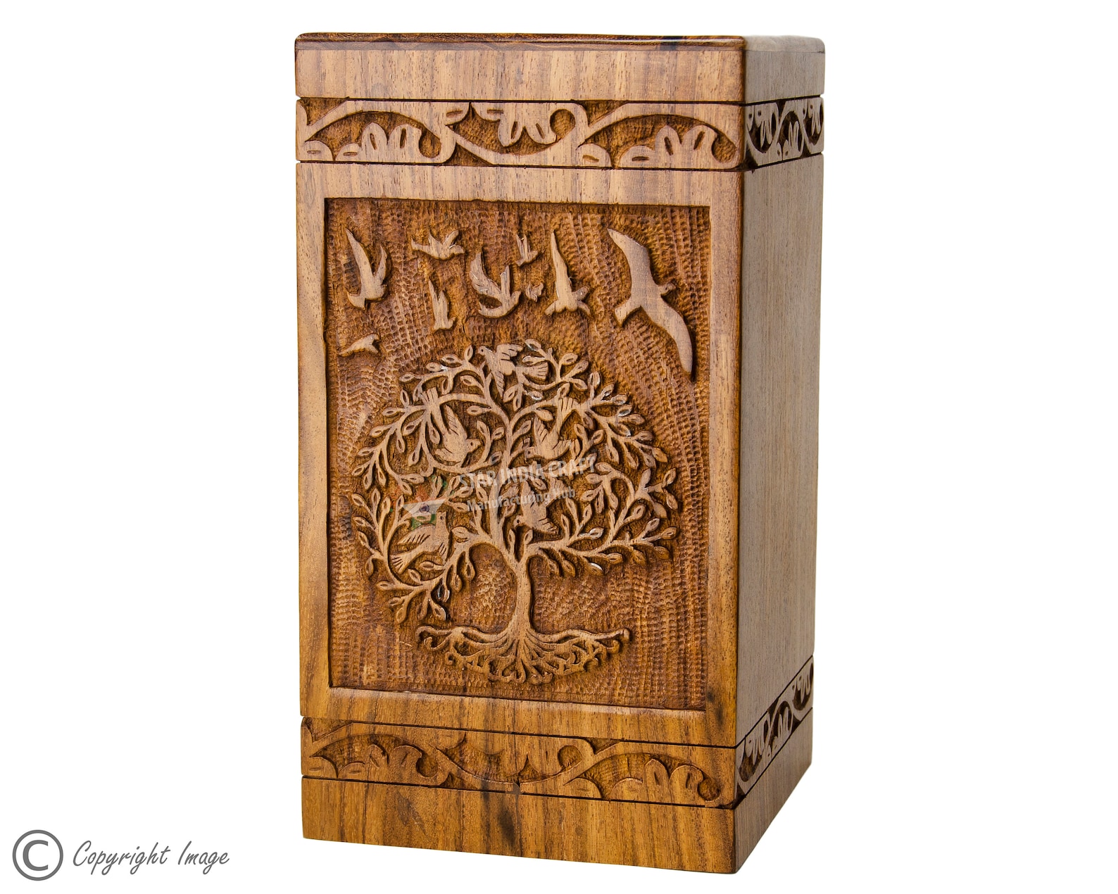 Carved Wood Custom Urn